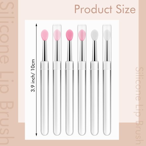Teaaha 6 PCS Lip Applicator Silicone Lip Mask Applicator Reusable with Caps, Silicone Lip Brush Makeup Applicator, Beauty Tool Kits for Lipstick Lip Mask Lip Gloss Balm Eyeshadow Lip Scrub Applicator