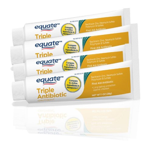 Equate Triple Antibiotic Ointment 1.0 oz (4 Pack), First Aid Ointment for Minor Scrapes, Cuts, and Burns to Help Prevent Infection, Compare to The Active Ingredients of The Leading Brand