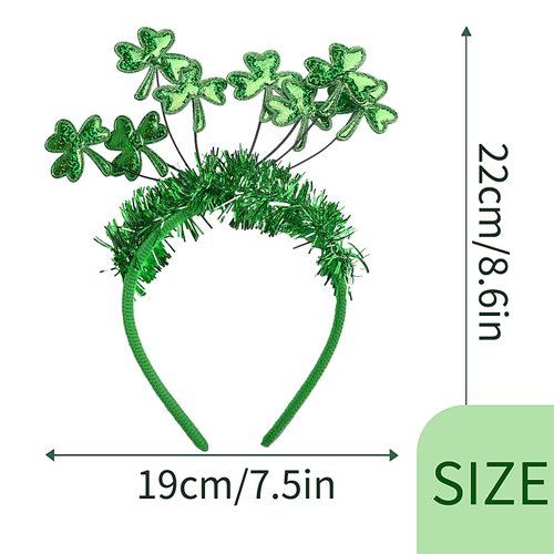 St Patrick's Day Headband Green Shamrock Clover Garland Hair Band Headwear St Patricks Day Hair Accessories for Women Girls Kids Parade Costume Party Supplies Decorations 1PCS