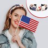 JUNEBRUSHS 4Pcs American Flag Headbands for Women, Patriotic Independence Day July 4th Hairband, Red White Blue Bow Wide Headband Yoga Hair Band Hair Hoops