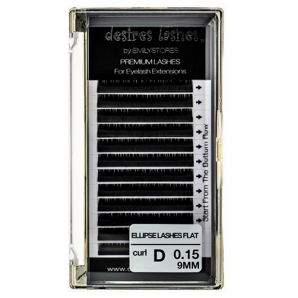 DESIRES LASHES By EMILYSTORES Ellipse Lashes 0.15mm Flat Thickness D Curl Length 9mm Eyelashes Extensions Single Size For Lash Extension(Ellipse,Flat0.15,D,9mm)
