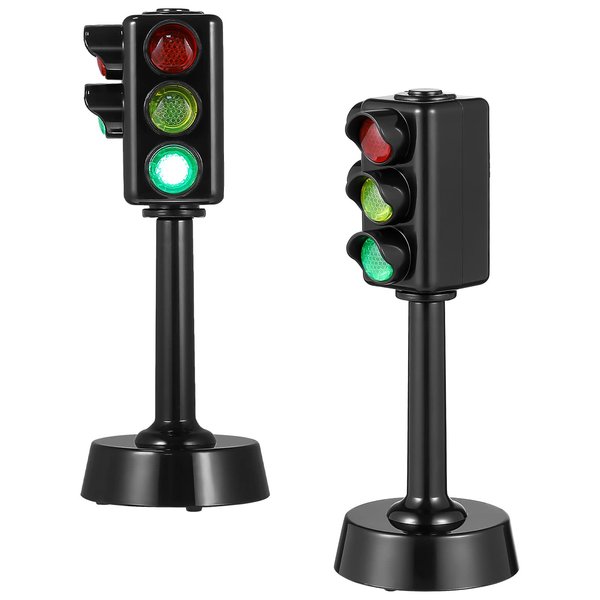 jarbins Traffic Light Toy for Kids, 2Pcs Mini Traffic Light Traffic Signal Light Lamp Stop Light Model Red Light Green Light Game Early Education Playset Toddler Party Favor