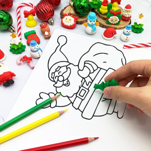 35 PCS Christmas Erasers for Kids Bulk Puzzle Eraser Desk Pets Holiday Erasers for Kids Christmas Gifts Party Favors Classroom Rewards