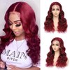 Burgundy 13x4 Lace Front Wigs Human Hair Body Wave Glueless Wine Red 99j Colored Pre Plucked with Baby Hair 180% Density HD Transparent Lace Frontal Wigs for Women (30", Burgundy)