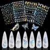 Holographic Butterfly Nail Art Sticker, KISSBUTY 4 Sheets Silver Butterfly Nail Decals Gummed Laser Butterflies Nail Adhesive Stickers Holographic Silver Butterfly Nail Art Decor Butterfly Manicure