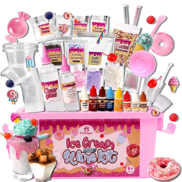 Ice Cream Slime Kit for Girls, Amazing Ice Cream Slime Making Kit to Make Butter Slime, Cloud Slime & Foam Slimes, Fun Gift Idea