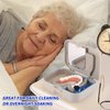 Annhua Denture Cup Bath Box Case with Mirror and Cleaning Brush, Dental Case with Brush Retainer Cleaning Case Mouth Guard Storage Soaking Cup Holder for Travel, Office, Household Use