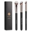 TEOYALL 3 Piece Black Wood Contour Conceal Brush Set with Angled Synthetic Concealer Brush for Liquid, Cream and Powder Cosmetics