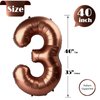 Dark Brown 3 Balloon, Coffee Brown Number Balloons 40 Inch, Chocolate Brown 3rd Birthday Decorations for Kids Girls Boys, Men Women Brown Party Supplies for Party Decorations, Number 3 Balloon
