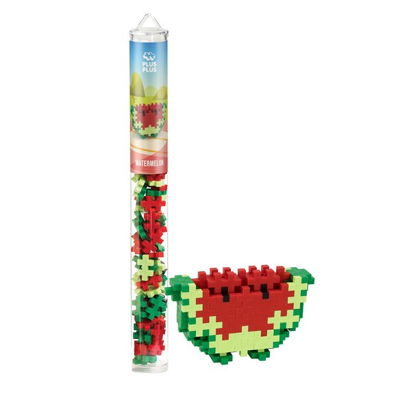 PLUS PLUS – Mini Maker Tube – Watermelon – 70 Piece, Construction Building Stem Toy, Interlocking Mini Puzzle Blocks for Kids