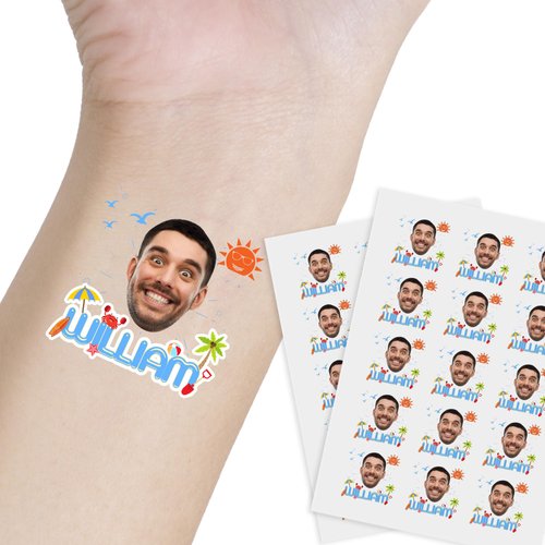 Personalized Tattoos Temporary Pool Party Favors Custom Kids Fake Beach Tattoos Summer Tattoos Adults for Beach Party Pool Party Decorations 15pcs