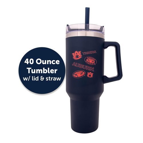 Desert Cactus Auburn University Tigers War Eagle Large Insulated Stainless Steel with Handle Lid and Straw Reusable Double Walled Cup Hot and Cold Drinkware Laser Etched (40oz Ounce Rally Tumbler)