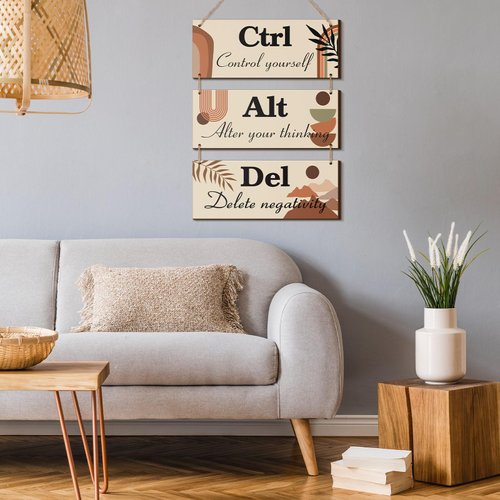 Lewtemi Boho Office Wall Decor Framed Wall Art Boho Wall Decor Signs Hanging Motivational Ctrl Alt Del Wall Decor Bathroom Decor Wall Art for Women Home Living Room Teen Men