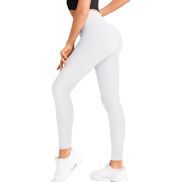 Natural Feelings High Waisted Leggings for Women Pack Ultra Soft Stretch Opaque Slim Yoga Pants White