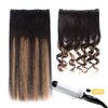 5 Pieces 18" Remy Clip in Hair Extensions Human Hair Natural Black to Chestnut Brown Highlight Black Ombre - Silky Straight Short Thick Real Hair Extensions for Women (18 inches, (1BT6) P1B, 90grams)