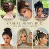 forfeels Messy Bun Hair Piece, Wavy Curly Messy Hair Buns Hair Piece, Elastic Tousled Updo Synthetic Fake Hair Bun, Extensions for Women-Hot Chocolate Brown
