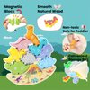 Montessori Dinosaur Stacking Toys - Magnetic Dinosaur Blocks, Matching & Sorting & Balance Board Game for Kids, Numbers 1-10 Learning Toys for 3 4 5 Year Old, Educational Gifts for Boys Girls Birthday