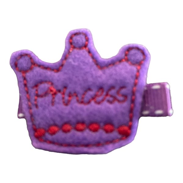 Princess Crown Hair Clip, Felt, Pink, Purple, Girls Accessory (purple)