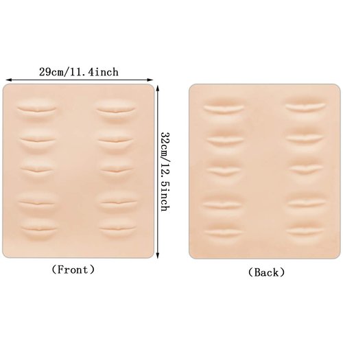Silicone Fake Skins for Lips 3 Sheets 3D Microblading Permanent Makeup Tattoo Practice Skin 8.5x7.4 Inch for Tattoo Artists and Beginners (Lips)