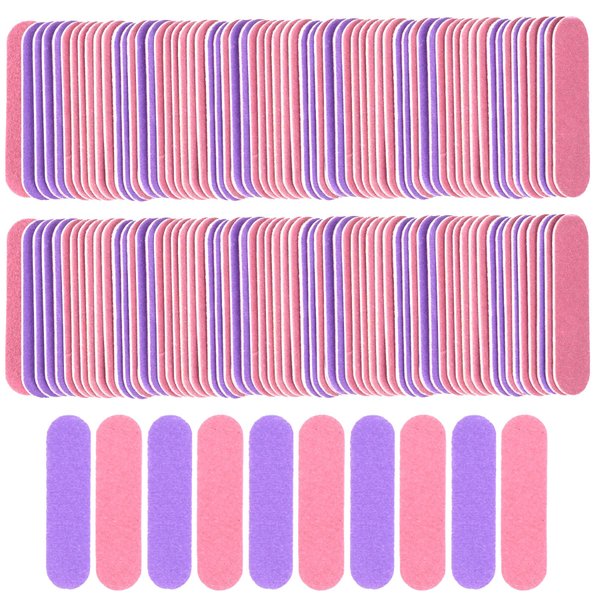 VIOCIWUO Mini Nail File Bulk 300Pcs (180/240 Grit), Disposable Nail Files Double Sided Emery Boards Home or Professional Manicure Tools(Purple and Pink)