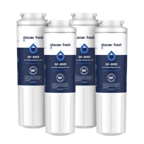GLACIER FRESH UKF8001 Compatible with Whirlpool Refrigerator Water Filter 4, EDR4RXD1, EveryDrop Filter 4, 4396395, Maytag UKF8001, UKF8001AXX, UKF8001AXX-200, 46-9006, Puriclean II, Pack of 4