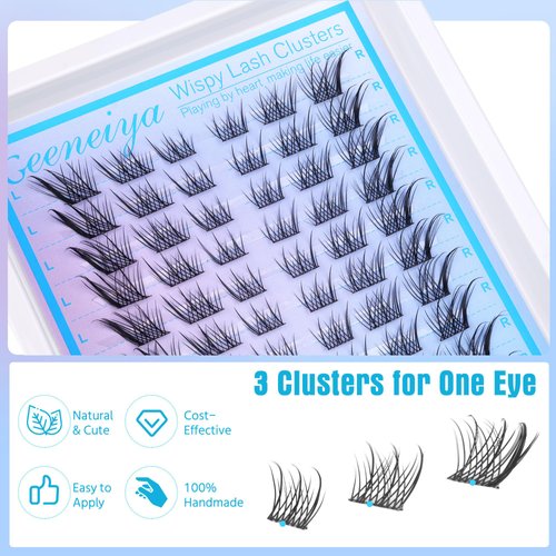 Manga Lash Clusters Fairy Cat Eye Lash Clusters Fox Eye Eyelashes Clusters Wispy C Curl Cluster Eyelash Extensions Anime DIY Individual Lashes Natural Look by Geeneiya, Left and Right
