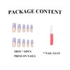 MERVF Long Press on Nails Square French Fake Nails Tip Purple Squoval Acrylic Nails Glossy 24pcs Glue on Nails Press ons