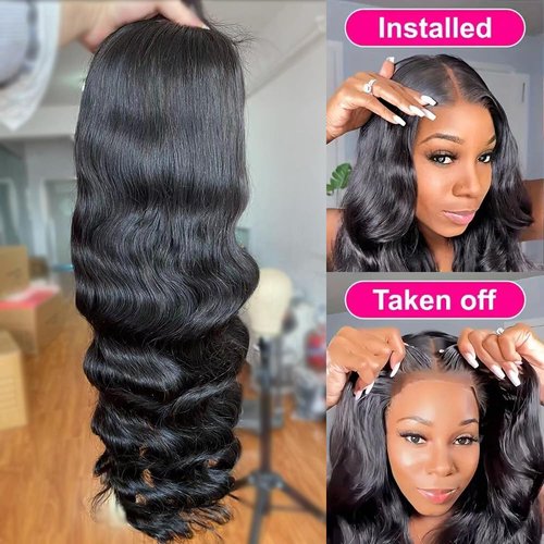 Wear and Go Glueless Wigs Human Hair Pre Plucked Pre Cut for Beginners 200% Density 15A Body Wave Lace Front Wigs for Black Women Human Hair with Baby Hair 6x5 Lace Closure Wigs Human Hair 22inch