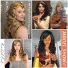 Liyouda Long Black Wavy Wig Curly Hair Wigs With Bangs for Black Women Natural Synthetic Replacement Wigs Heat Resistant Fiber Party Costume Wig Black Color Wigs