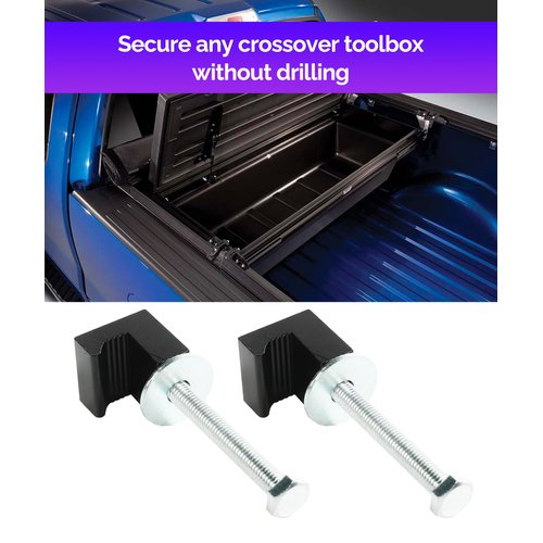 RACOONA 4PCS Truck Tool Box Mounting Kit,Universal Pickup Truck Tool,Car Accessories Pickup Truck Tool Box Tie Downs Aluminum J Hook Crossover with Screws and Washers,Fix Toolbox and Truck Position