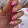 30 PCS Hot Pink French Tip Press on Nails Almond Short,SXVME Fake Nails Glue on Nails Medium,Gel Nails Static Nails,Acrylic Nails Press ons Medium Length,Short False Nails Stick on Nails for Women