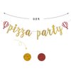 Pizza Party Banner,Pizza Party Time - Gold Gliter Baby Shower or Birthday Party Bunting Banner/Home Party/Fiesta/Birthday/Retirement/Italian Themed Party Decorations Paper Sign