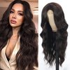 Fabunity Synthetic Lace Front Body Wave Middle Part Wig 28 Inch Lace Front Wigs Dark Brown Long Colored Wigs for Women (Dark Brown)