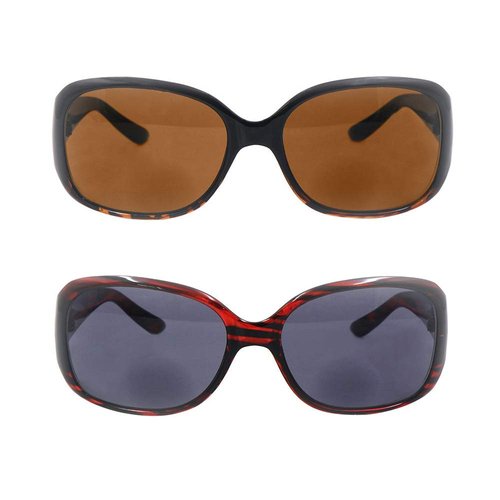 HYKaada 2 Pack Ladies Bifocal Reader Sunglasses Designer Color UV Protection Sun Reading Glasses with 2 Pouches