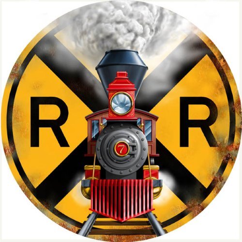 Victory Vintage Signs Railroad Crossing 440 Engine Round Reproduction