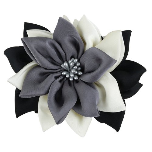 Merdia Jaw Hair Claw Clips with Sharp Leaf Flower Design | Cute Claw Clips for Women, Girls | Colors: Black, White, Grey