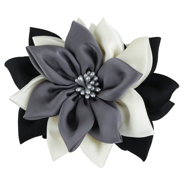 Merdia Jaw Hair Claw Clips with Sharp Leaf Flower Design | Cute Claw Clips for Women, Girls | Colors: Black, White, Grey