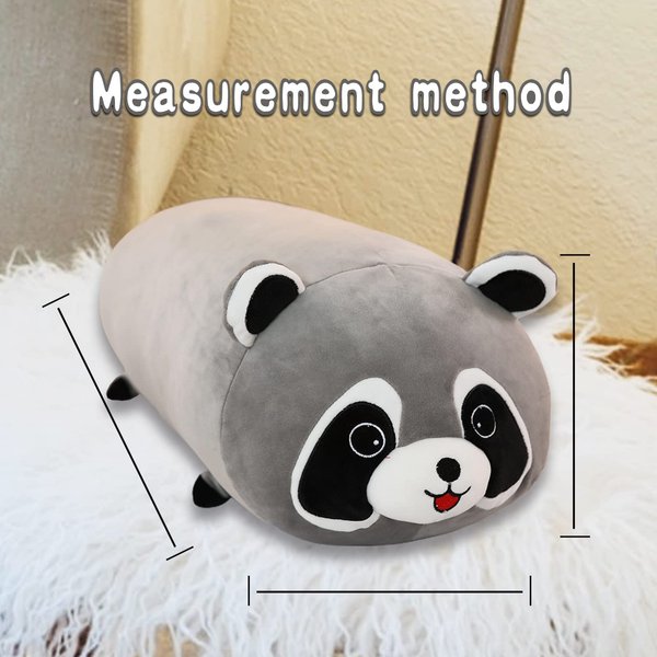 Long Raccoon Stuffed Animals - Cute Raccoon Plush Body Pillow Soft Kawaii Animal Plushies Squishy Pillow, Hugging Plush Squishy Pillow Toy Gifts for Kids (Raccoon,19 inch)