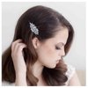 Allereyae Rhinestone Leaf Hair Clip Pins Barrette Crystal Wedding Hairpins Barrette Silver CZ Bling Bridal Headpieces Decorative Head Clip Headwear Bridal Hair Accessories