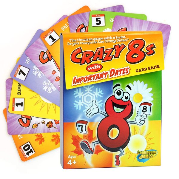 Continuum Games Crazy 8s with Important Dates Card Game - Kids Age 4 and Up