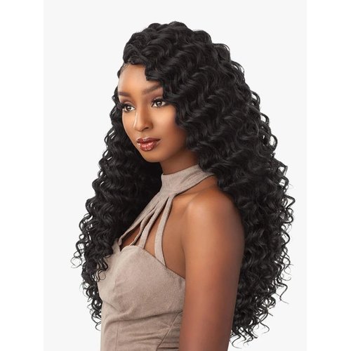 Sensationnel Lulutress Crochet Braiding hair - crochet braids hair extensions Kanekalon synthetic locs twists braids - LULUTRESS DEEP WAVE 18 Inch (1 pack, 1B)