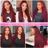 99j Burgundy Lace Front Wigs Human Hair 30 Inch 200 Density Deep Wave Lace Front Wigs Human Hair Pre Plucked Red Curly Human Hair Wig 13x4 HD Frontal Glueless Colored Wet And Wavy Loose Deep Wave