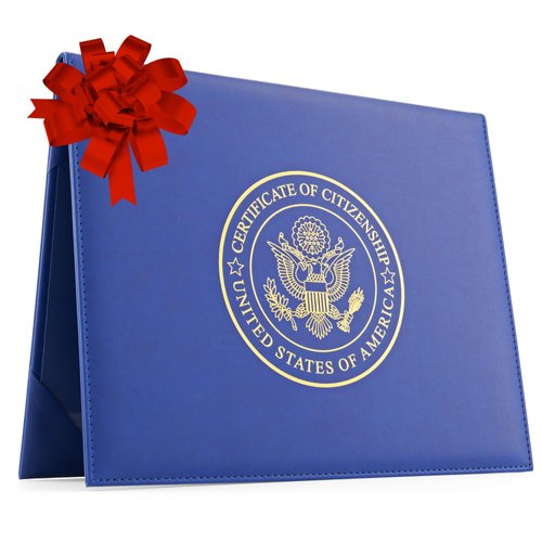 OFFICIAL FELLOW CITIZEN The Original US Citizenship Certificate Holder Luxury Gifts for New American Citizens | Fully Padded Leatherette | Gold Eagle Seal | Naturalization Certificate Cover