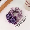 4 PCS Rose Flower Lace Hair Scrunchies Ties Elastics Rubber Bands Hairbands Rubber Bands Hairbands Ponytail Holders Floral Headbands Stretchy Elastic Hair Band Scrunchy Ponytail Holder Hair Accessorie