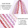 IDONGCAI Flower Embroidered Lace Trim 4.8 Yards Rose Applique Ribbon Lace Trim for Sewing Crafts