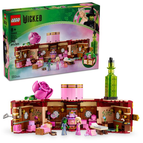 LEGO Wicked Glinda & Elphaba's Dormitory Building Toy - Wicked Toys for Girls & Boys, Age 8+ - Gifts for Christmas - Buildable Doll House for Kids - 75683