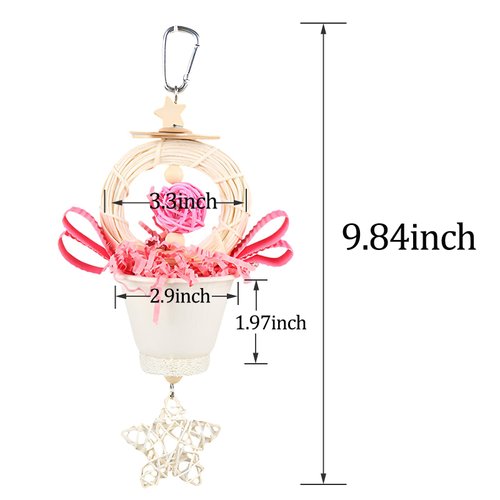 LJJDMI Bird Toys Foraging Shredder Hanging Toys with Parakeet Toy Parrot Toys Bird Cage Accessories for Conure Cockatiel Budgies Lovebird, Pink
