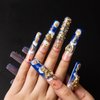 LOVFUL Press on Nails the Palace of Murals | Handmade with Full Covered Crystals | Reusable Fake Nails | 2.16in Long Square | H174-L