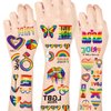 Rainbow Temporary Tattoo Stickers Pride Day LGBT Gay Tattoos Love Heart Peace Waterproof Arm Body Art Temporary Tattoo Pride Parades Celebration Party Supplies Pride Accessories 10 Sheets