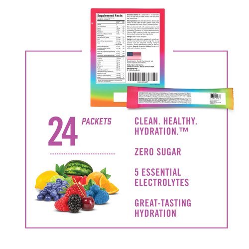 BioSteel Hydration Mix, Sugar-Free with Essential Electrolytes, Rainbow Twist, 24 Single Serving Packets